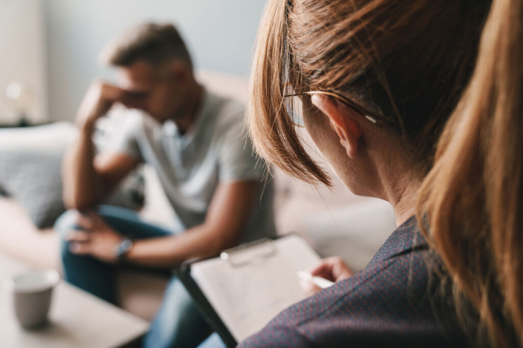 a man seeks treatment for alcohol and depression