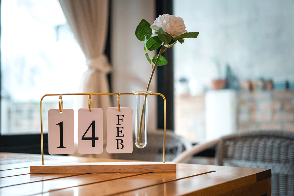 Calendar marking a sober Valentine's Day
