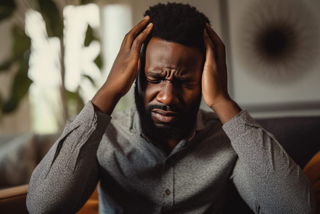 Man with head hurting and thinking, "What is wet brain syndrome?"