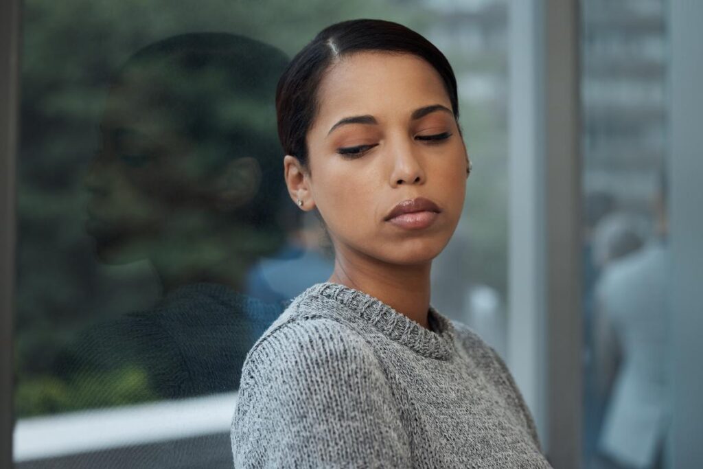 Person thinking about oxycodone abuse